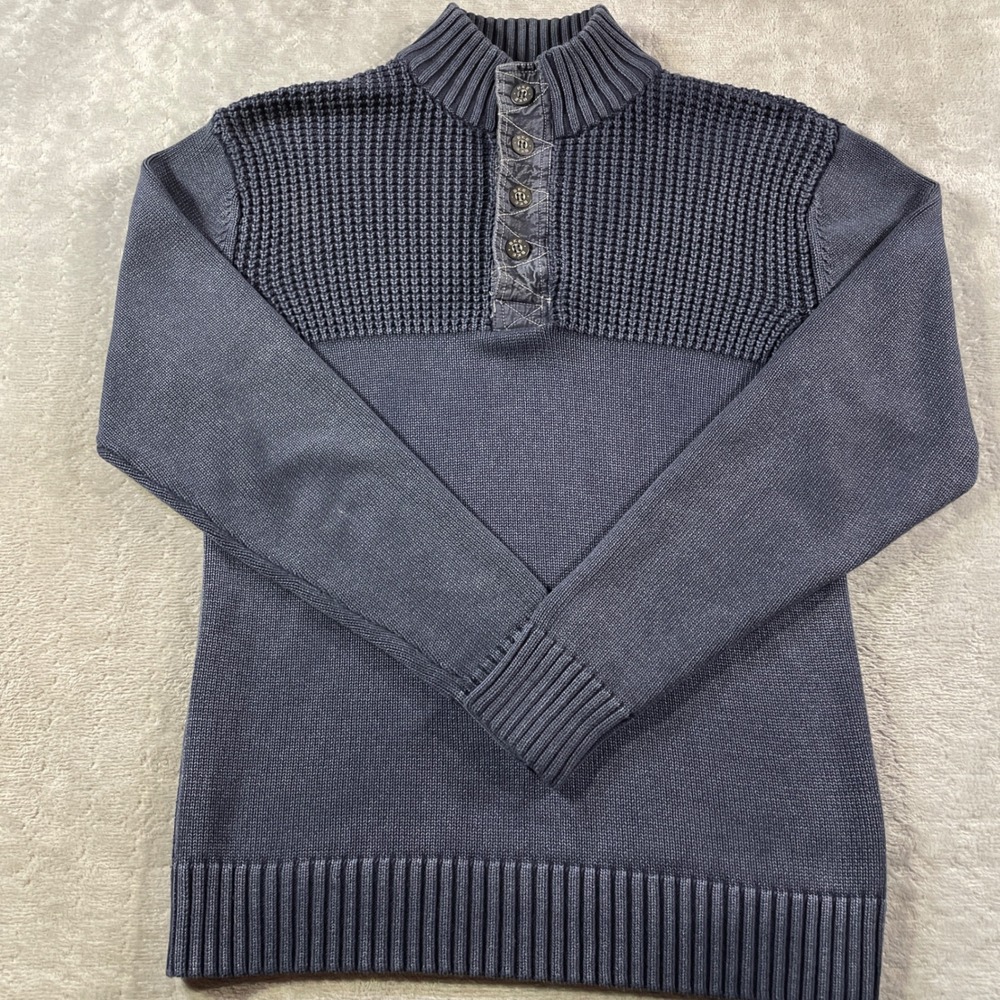 BKE Swarter Mens Large Washed Black Standard Fit Mock Neck Preppy Office‎ Casual